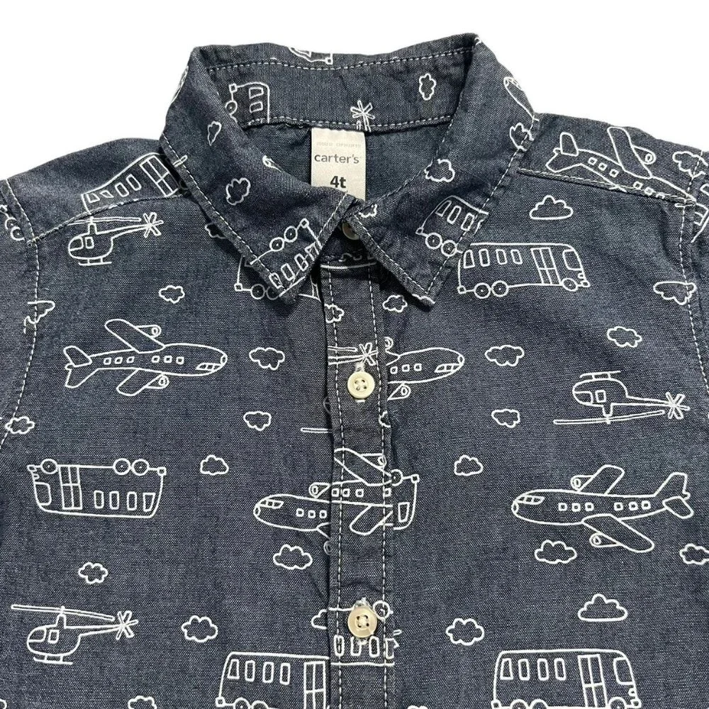 Carter's 4T Transportation Vehicles Button Down Shirt